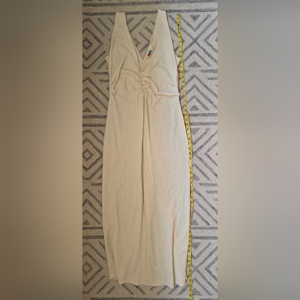 Anthropologie Free People Lyla Beach Ruched Maxi Dress in Summer Khaki - Picture 4 of 8